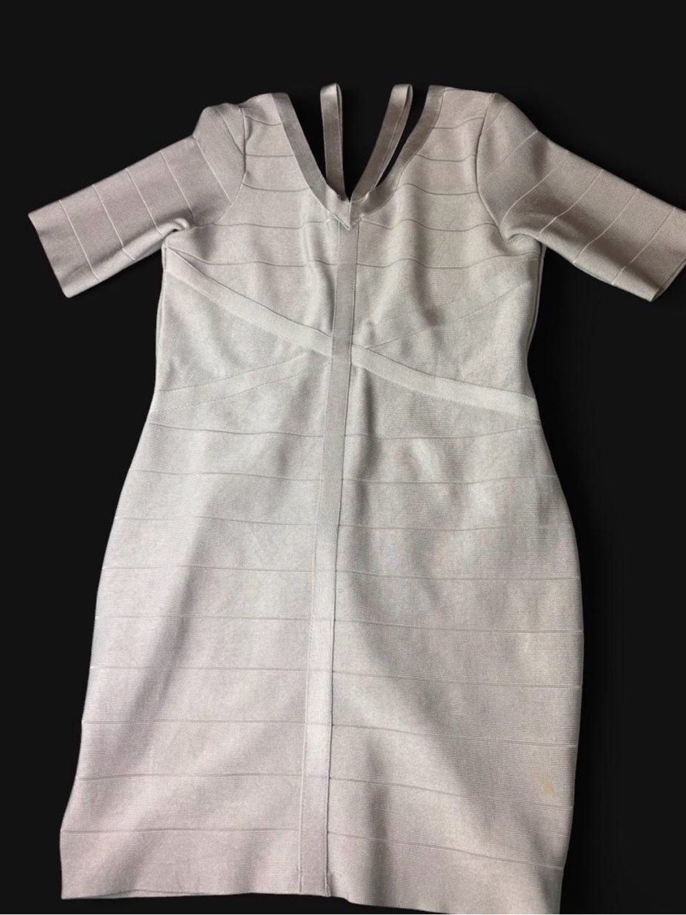 VENUS Silver Metallic Bandage Bodycon Midi Dress Cold Shoulder Size L